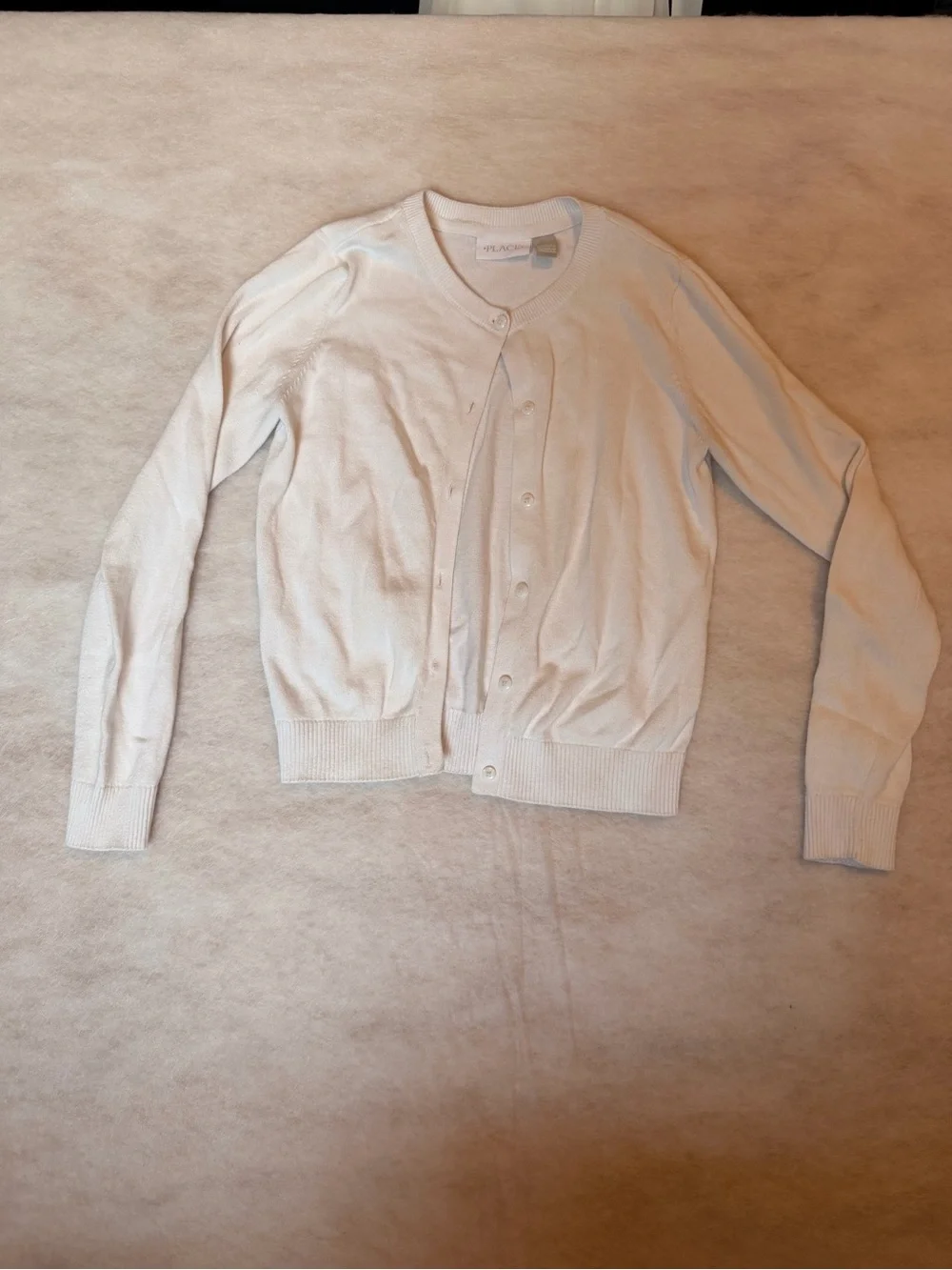 Classic Crewneck Cardigan Sweater - White